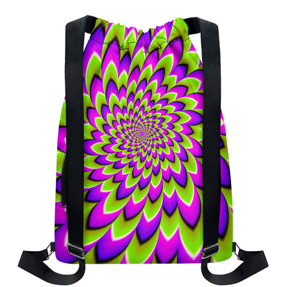 Green Expansion Moving Optical Illusion Drawstring Backpack