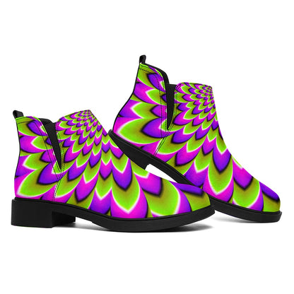 Green Expansion Moving Optical Illusion Flat Ankle Boots