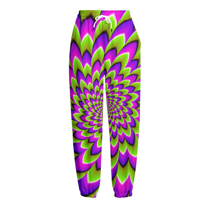 Green Expansion Moving Optical Illusion Fleece Lined Knit Pants