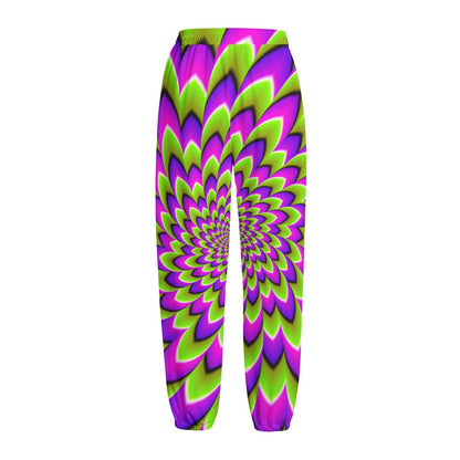Green Expansion Moving Optical Illusion Fleece Lined Knit Pants