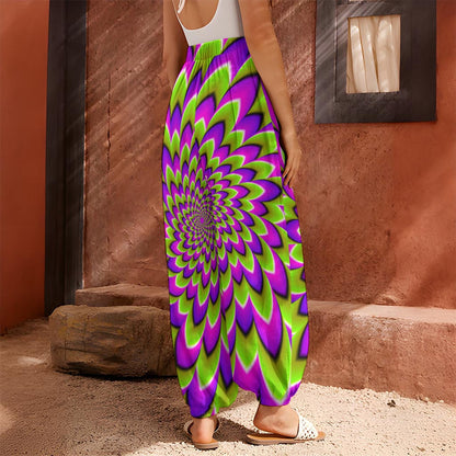 Green Expansion Moving Optical Illusion Harem Pants