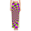 Green Expansion Moving Optical Illusion High Slit Maxi Skirt