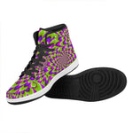 Green Expansion Moving Optical Illusion High Top Leather Sneakers