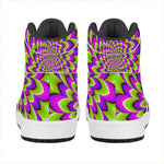 Green Expansion Moving Optical Illusion High Top Leather Sneakers