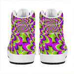 Green Expansion Moving Optical Illusion High Top Leather Sneakers