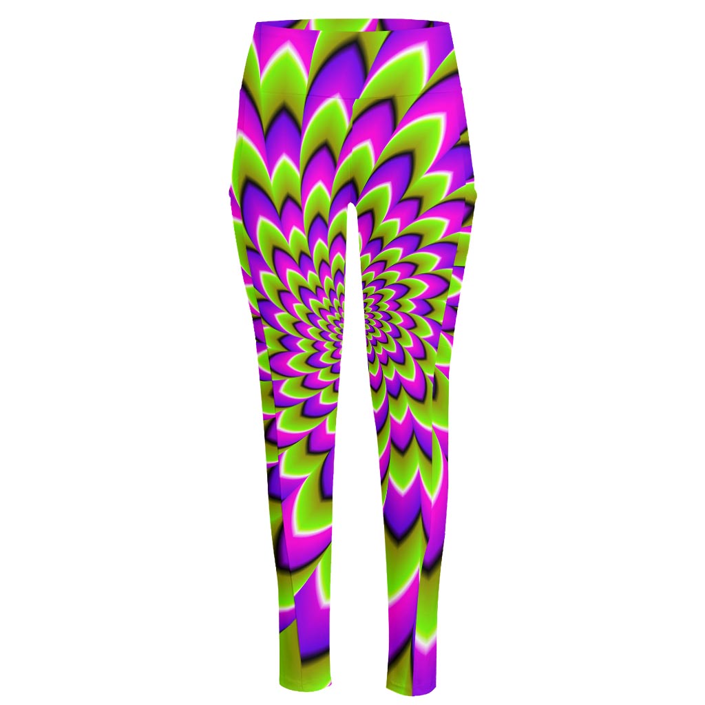 Green Expansion Moving Optical Illusion High-Waisted Pocket Leggings