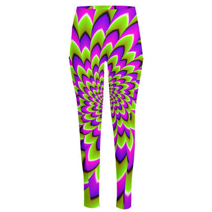 Green Expansion Moving Optical Illusion High-Waisted Pocket Leggings