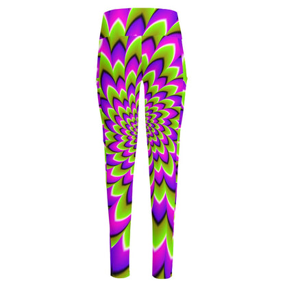 Green Expansion Moving Optical Illusion High-Waisted Pocket Leggings