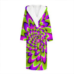 Green Expansion Moving Optical Illusion Hooded Bathrobe