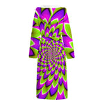 Green Expansion Moving Optical Illusion Hooded Bathrobe