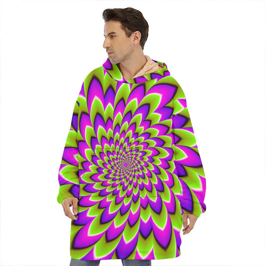 Green Expansion Moving Optical Illusion Hoodie Blanket