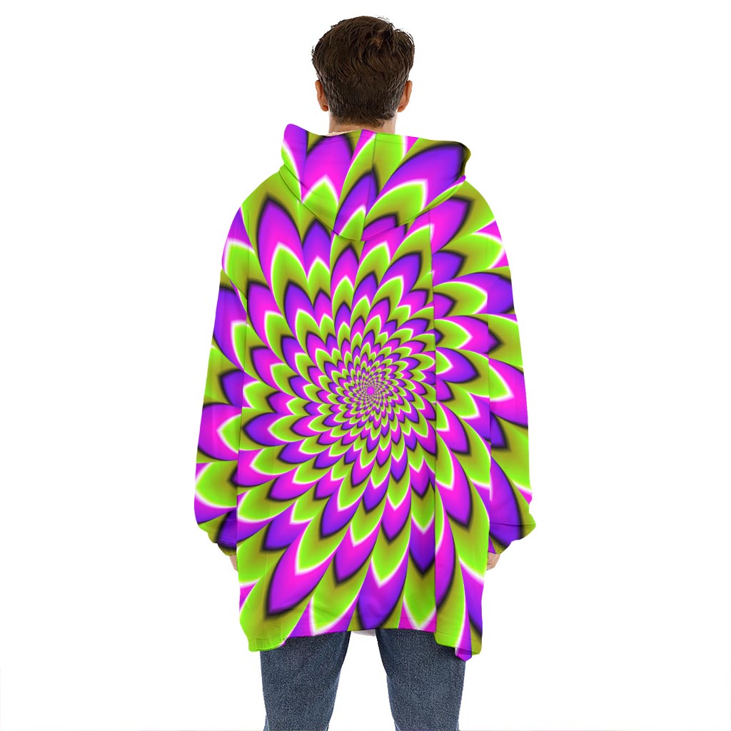 Green Expansion Moving Optical Illusion Hoodie Blanket