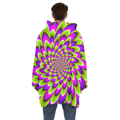 Green Expansion Moving Optical Illusion Hoodie Blanket