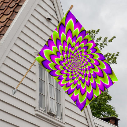 Green Expansion Moving Optical Illusion House Flag