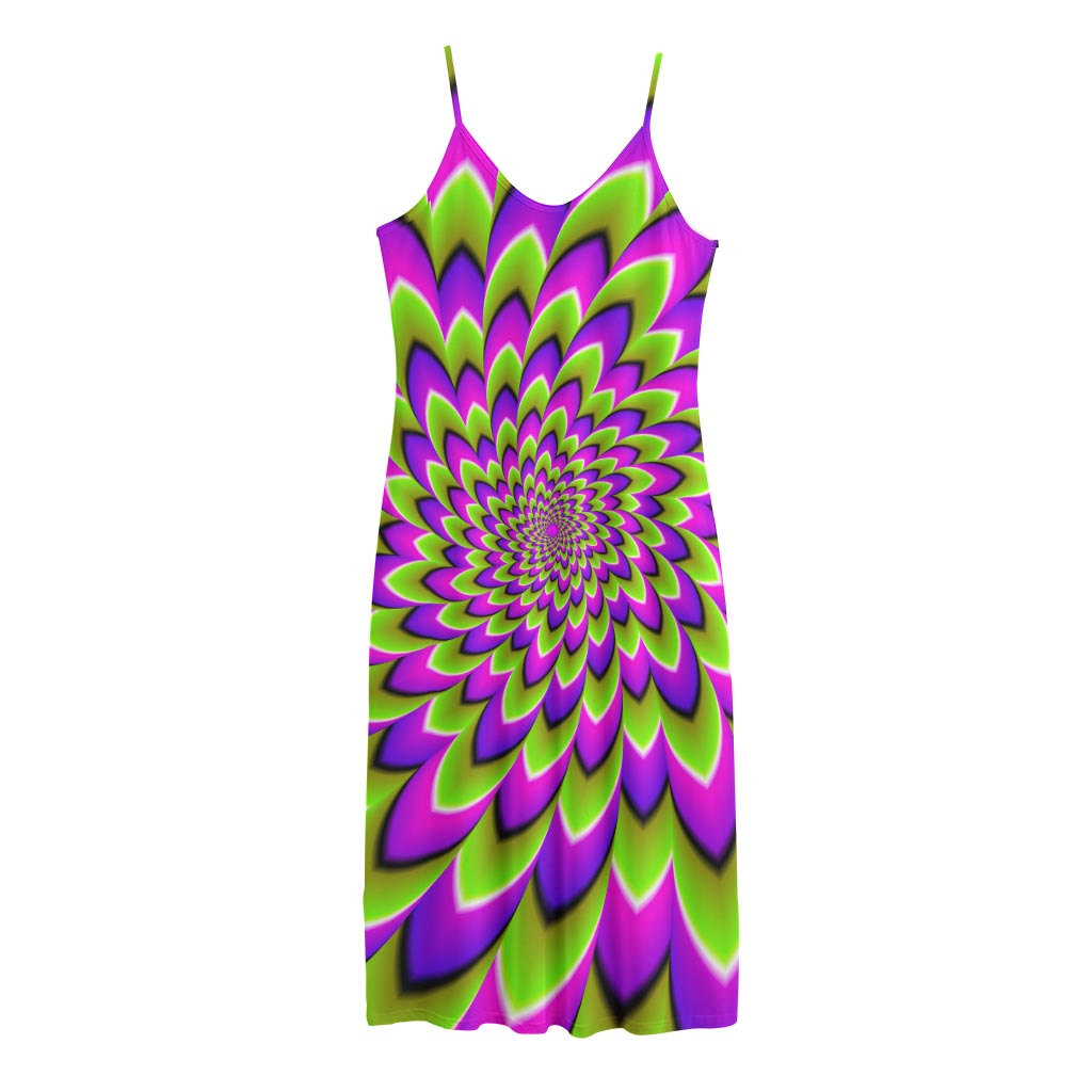 Green Expansion Moving Optical Illusion Jersey Midi Cami Dress