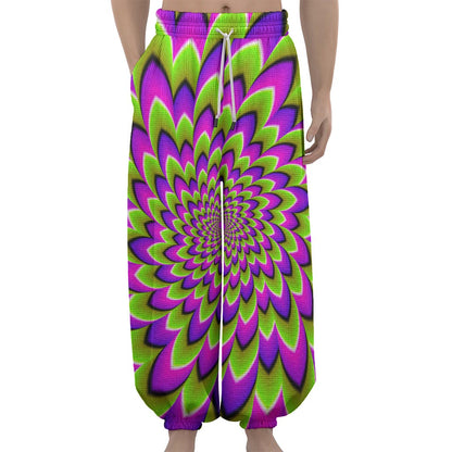 Green Expansion Moving Optical Illusion Lantern Pants