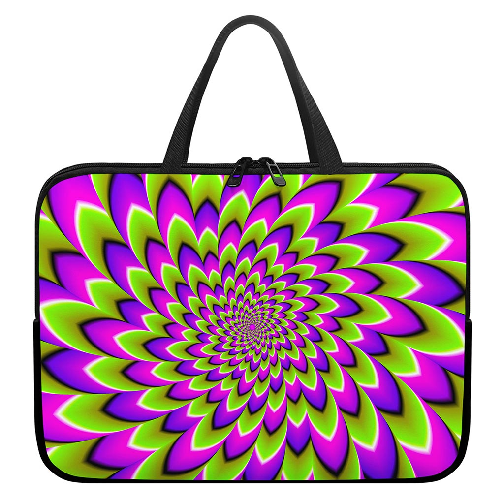 Green Expansion Moving Optical Illusion Laptop Sleeve With Handle