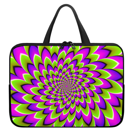 Green Expansion Moving Optical Illusion Laptop Sleeve With Handle