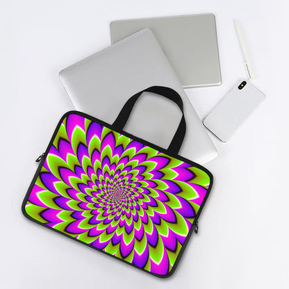 Green Expansion Moving Optical Illusion Laptop Sleeve With Handle