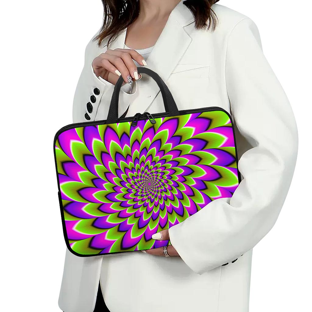 Green Expansion Moving Optical Illusion Laptop Sleeve With Handle