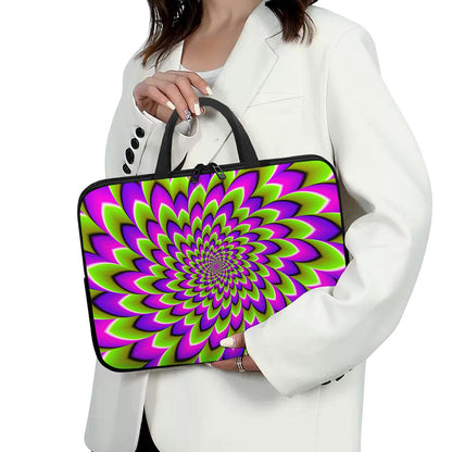 Green Expansion Moving Optical Illusion Laptop Sleeve With Handle