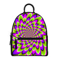 Green Expansion Moving Optical Illusion Leather Backpack
