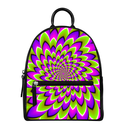 Green Expansion Moving Optical Illusion Leather Backpack