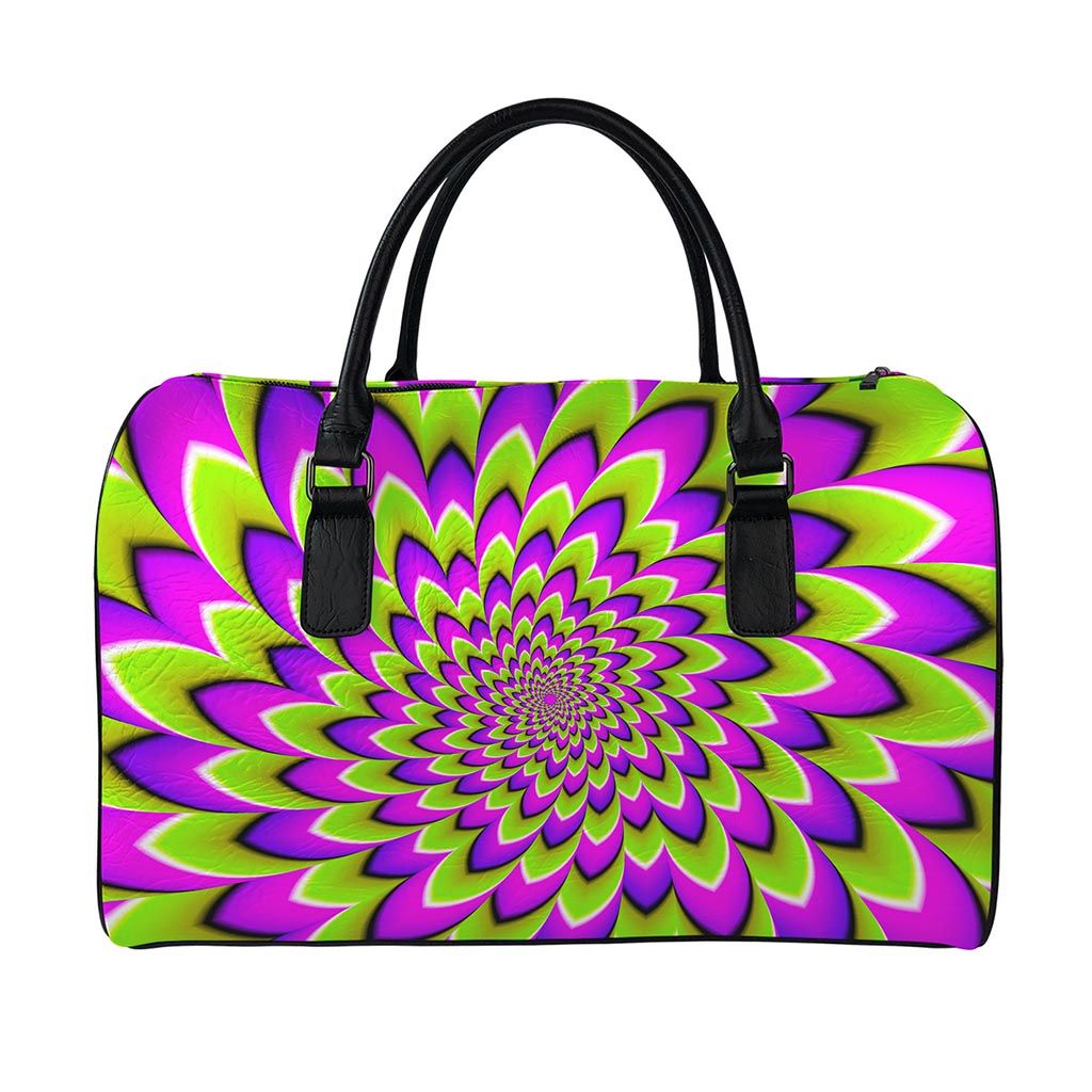 Green Expansion Moving Optical Illusion Leather Duffle Bag