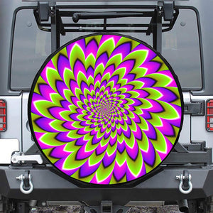 Green Expansion Moving Optical Illusion Leather Spare Tire Cover