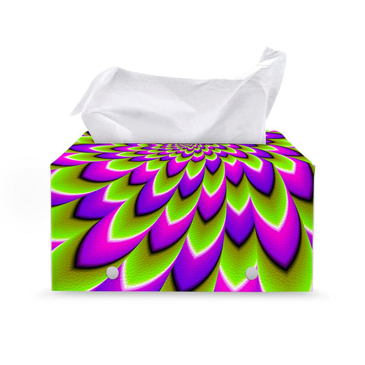 Green Expansion Moving Optical Illusion Leather Tissue Box Cover