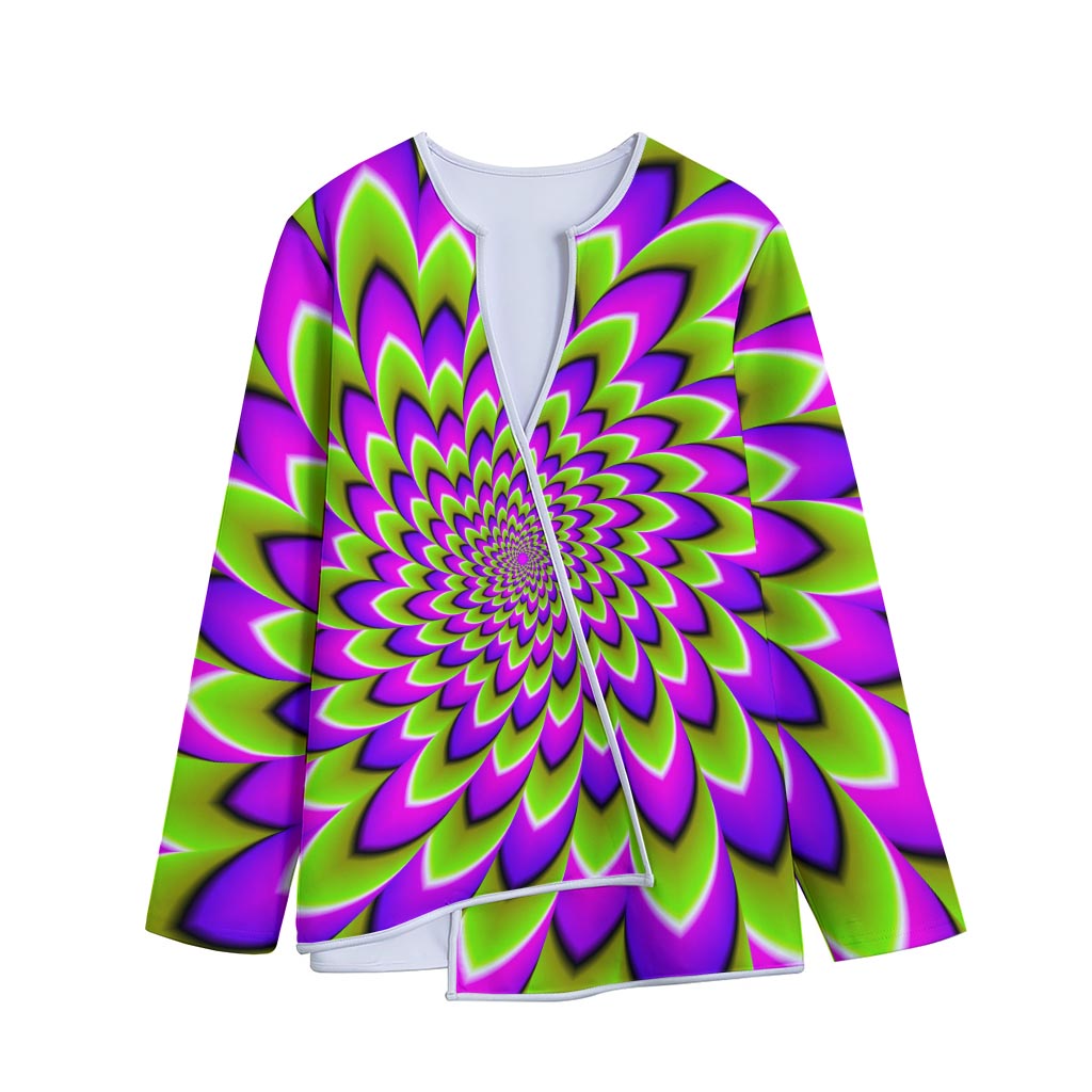Green Expansion Moving Optical Illusion Long Sleeve Short Coat
