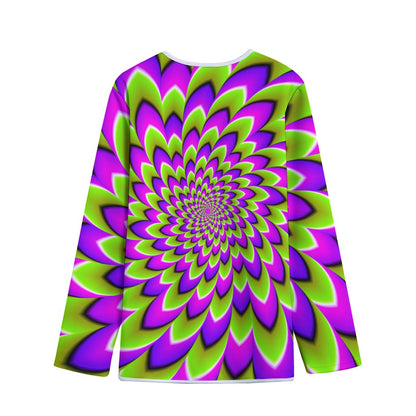 Green Expansion Moving Optical Illusion Long Sleeve Short Coat