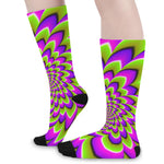 Green Expansion Moving Optical Illusion Long Socks