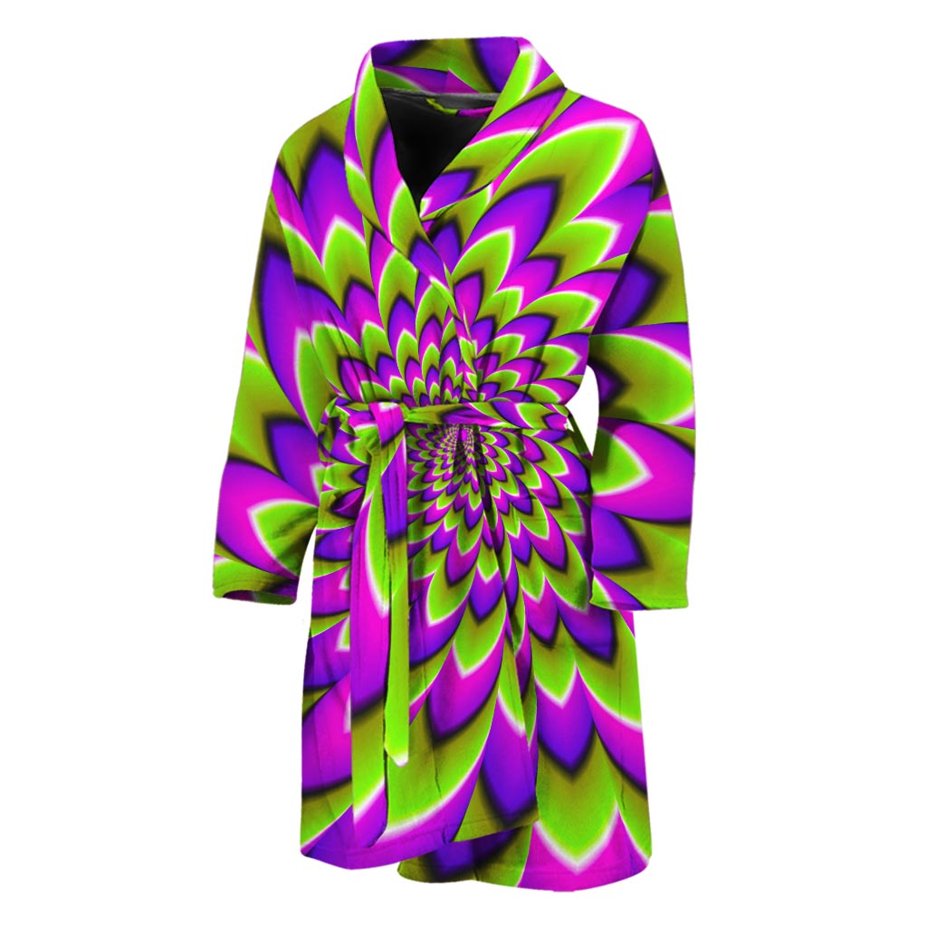 Green Expansion Moving Optical Illusion Men's Bathrobe