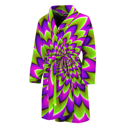 Green Expansion Moving Optical Illusion Men's Bathrobe