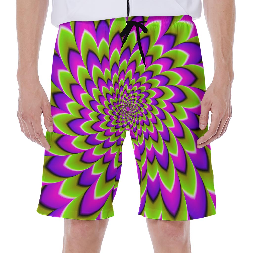 Green Expansion Moving Optical Illusion Men's Beach Shorts