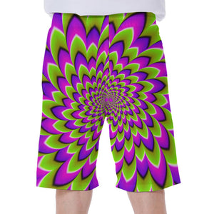 Green Expansion Moving Optical Illusion Men's Beach Shorts