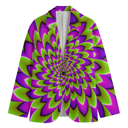 Green Expansion Moving Optical Illusion Men's Cotton Blazer