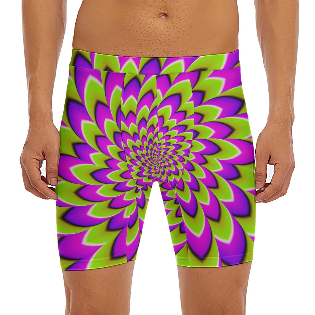 Green Expansion Moving Optical Illusion Men's Long Boxer Briefs