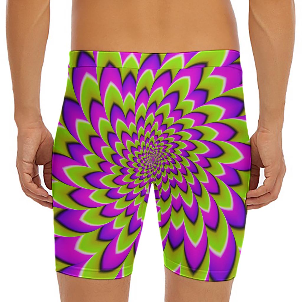 Green Expansion Moving Optical Illusion Men's Long Boxer Briefs