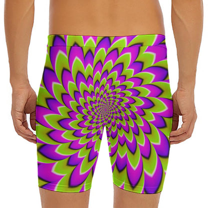 Green Expansion Moving Optical Illusion Men's Long Boxer Briefs