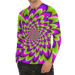 Green Expansion Moving Optical Illusion Men's Long Sleeve Rash Guard
