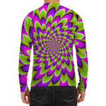 Green Expansion Moving Optical Illusion Men's Long Sleeve Rash Guard