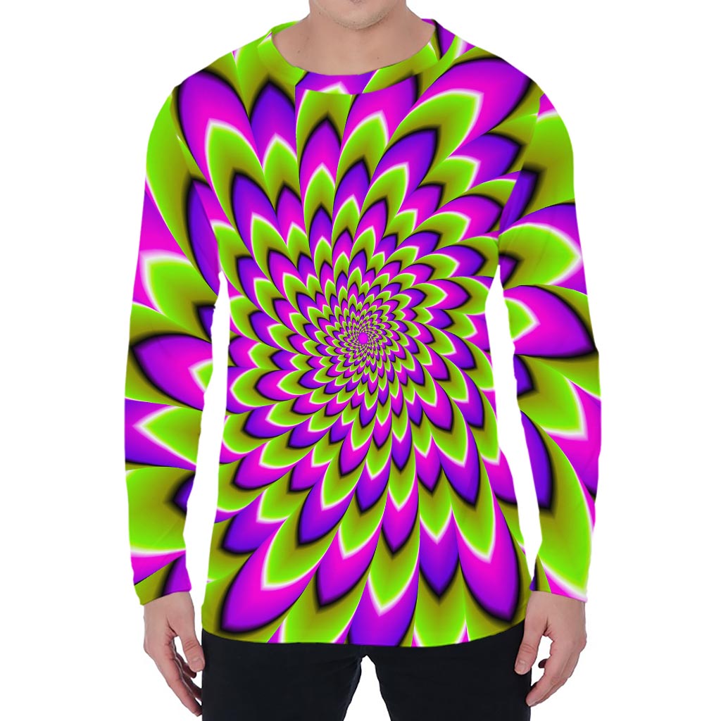 Green Expansion Moving Optical Illusion Men's Long Sleeve T-Shirt