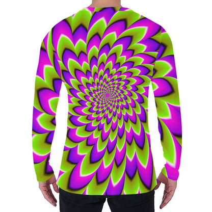 Green Expansion Moving Optical Illusion Men's Long Sleeve T-Shirt