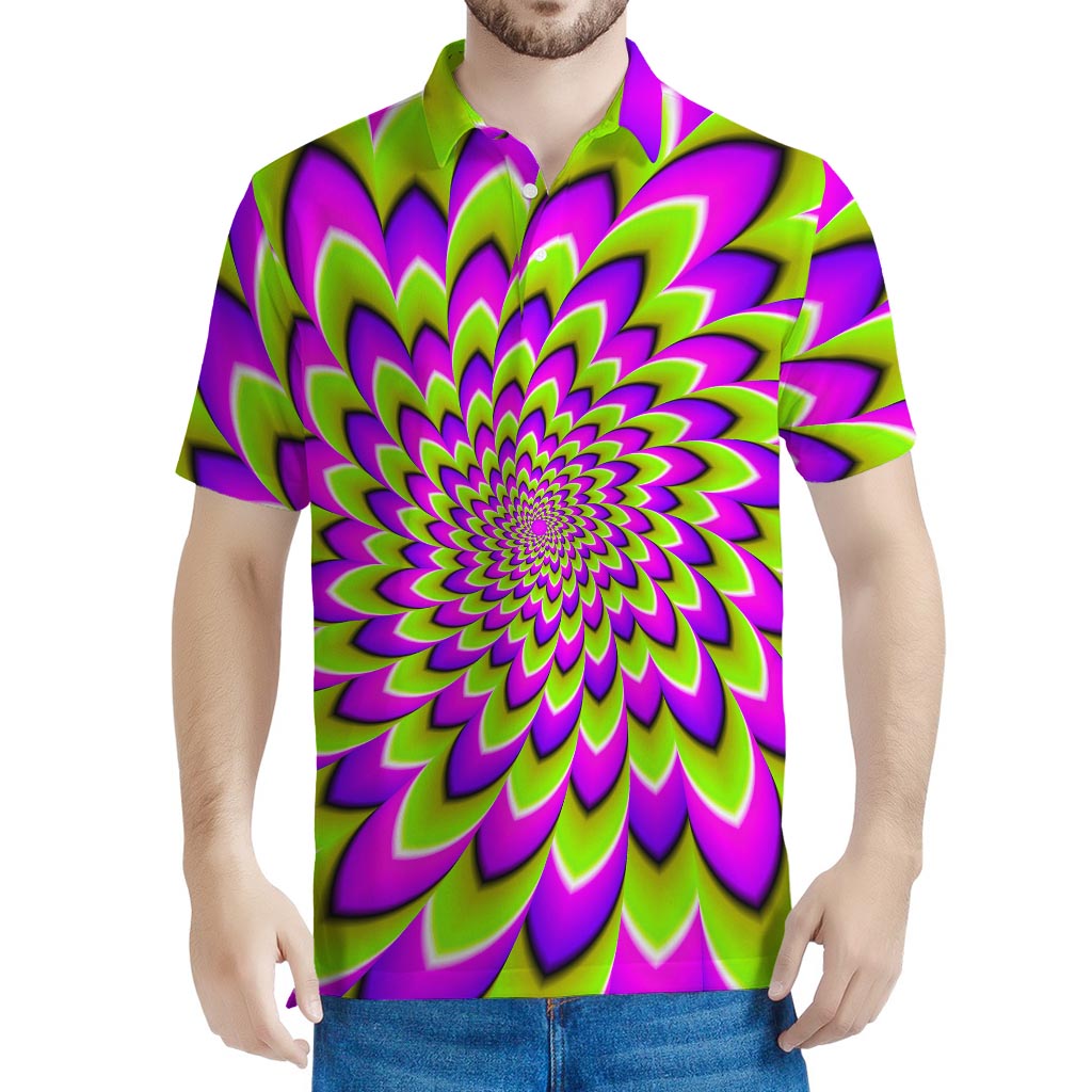 Green Expansion Moving Optical Illusion Men's Polo Shirt