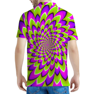 Green Expansion Moving Optical Illusion Men's Polo Shirt