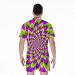 Green Expansion Moving Optical Illusion Men's Rompers
