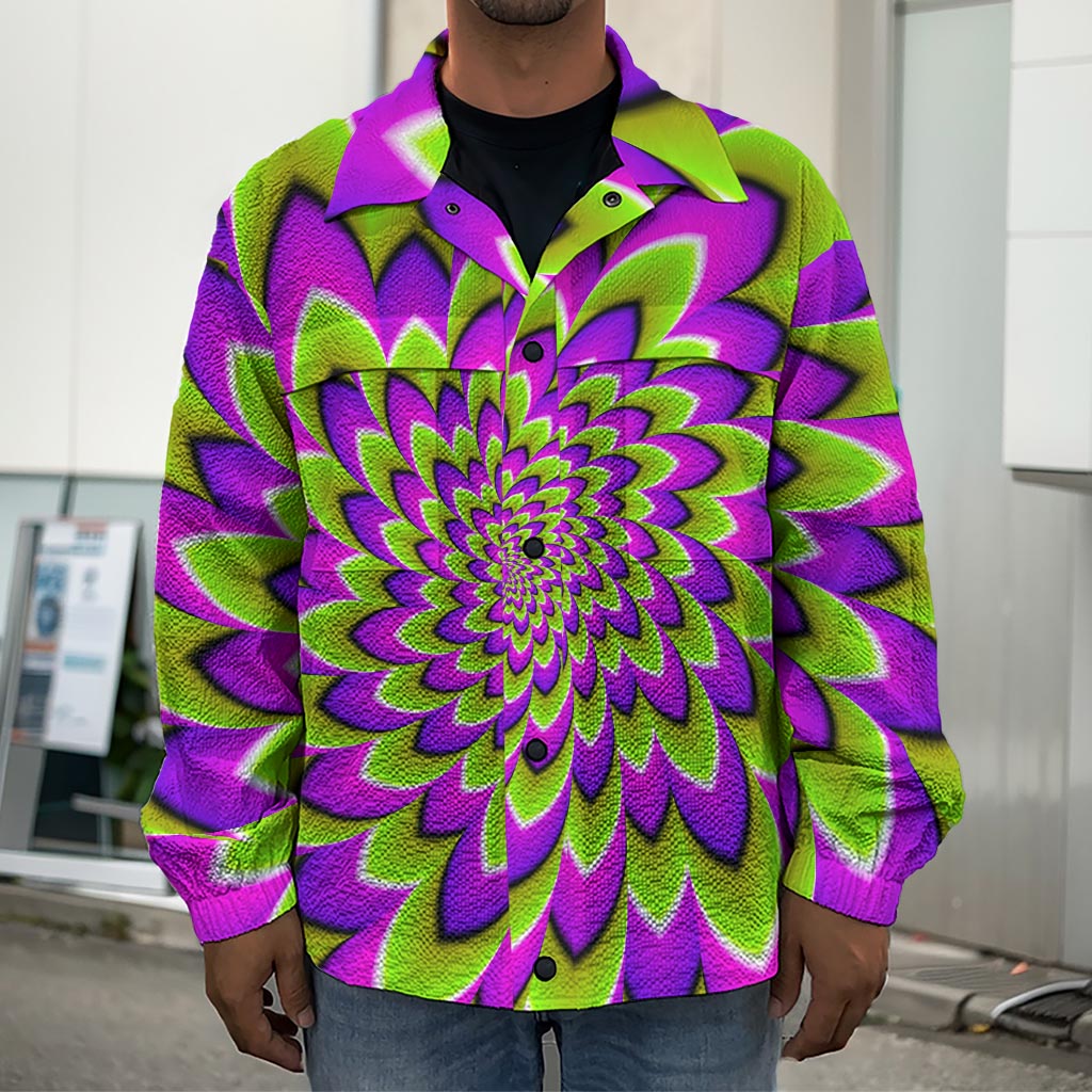 Green Expansion Moving Optical Illusion Men's Shirt Jacket