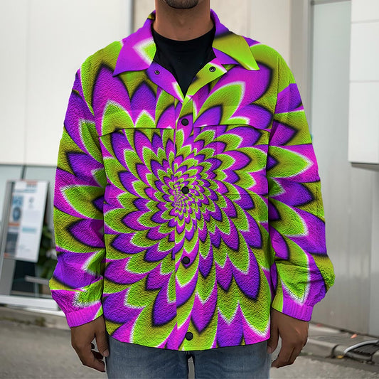 Green Expansion Moving Optical Illusion Men's Shirt Jacket